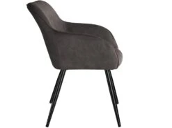 Lot De 6 Chaises Pieds Noir Siège De Salon Cuisine Salle à Manger Design élégant Tissu Gris Foncé 08_0000056 -Mobilier De Restaurant chaise 8938049