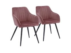Lot De 2 Chaises En Velours BERTILLE Roses - HAPPY GARDEN