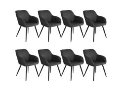 Lot De 8 Chaises Pieds Noir Siège De Salon Cuisine Salle à Manger Design élégant Anthracite 08_0000033