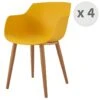 ANDREA - Chaise Scandinave Curry Pied Métal Effet Bois (x4)