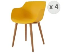 ANDREA - Chaise Scandinave Curry Pied Métal Effet Bois (x4)