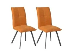 BISPO - Lot De 2 Chaises Tissu Coloris Orange