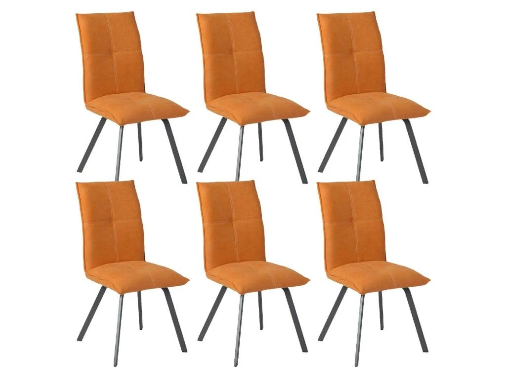 BISPO - Lot De 6 Chaises Tissu Coloris Orange 1 BISPO - Lot De 6 Chaises Tissu Coloris Orange
