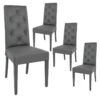 TREVI - Lot De 4 Chaises Simili Gris Et Pieds Laqués