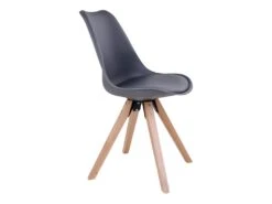 NIBBEN - Lot De 6 Chaises Grises Et Piétement Hévéa -Mobilier De Restaurant chaise 9179925