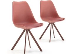 Pack 2 Chaises Salle à Manger Cross Style Nordique Rouge, 54 Cm X 49 Cm X 84 Cm