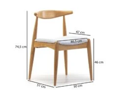 Pack 2 Chaises Corzo, Couleur Chêne, Bois Massif, 52,5 Cm X 50 Cm X 74.5 Cm -Mobilier De Restaurant chaise 9181991