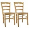 SUZY - Lot De 2 Chaises Naturelles Et Assises En Bois