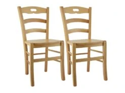 SUZY - Lot De 2 Chaises Naturelles Et Assises En Bois