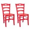 SUZY - Lot De 2 Chaises Laquées Rouge Et Assises En Bois