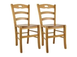 SUZY - Lot De 2 Chaises Teinté Chêne Et Assises En Bois