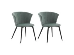 KOLYE - Lot De 2 Chaises Velours Vert Menthe Et Pieds Métal