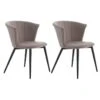 KOLYE - Lot De 2 Chaises Velours Gris Et Pieds Métal