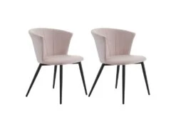 KOLYE - Lot De 2 Chaises Velours Rose Et Pieds Métal