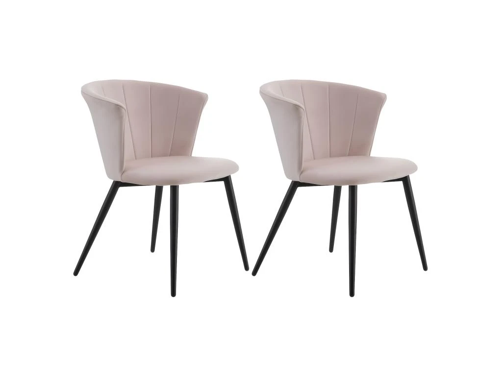 KOLYE - Lot De 2 Chaises Velours Rose Et Pieds Métal 1 KOLYE - Lot De 2 Chaises Velours Rose Et Pieds Métal