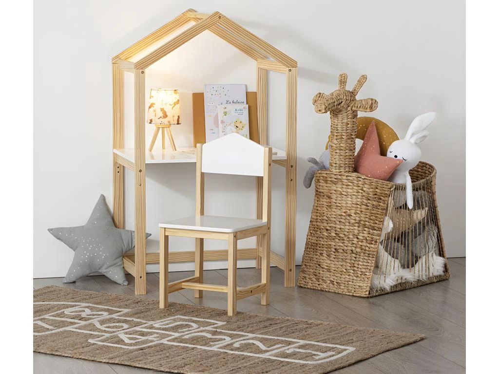 Chaise Enfant Coloris Blanc/naturel - L. 28,5 X P. 29 X H. 59 Cm 4 Chaise Enfant Coloris Blanc/naturel - L. 28,5 X P. 29 X H. 59 Cm – Image 4