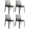 Lot 4 Chaises Ajourées Empilables Noires - GRUYER