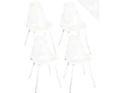 KAYELLES Lot De 4 Chaises De Cuisine Nid D’abeille OTA (Blanc)