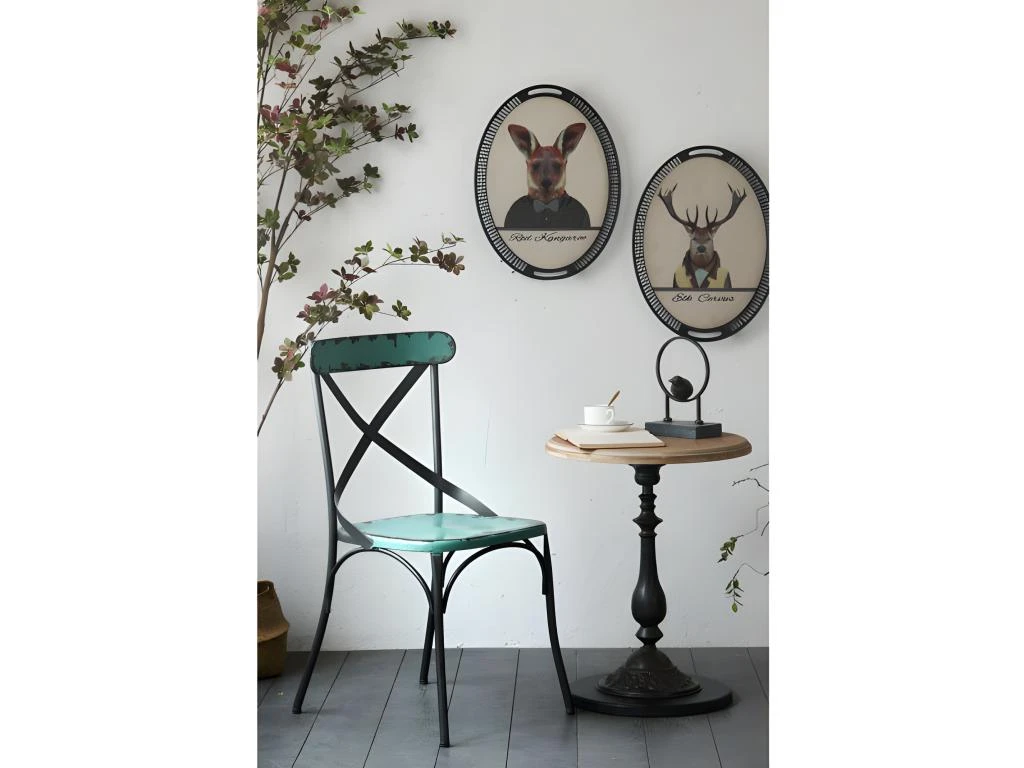 BISTRO - Set De 2 Chaises De Repas Vintage En Métal Bleu 2 BISTRO - Set De 2 Chaises De Repas Vintage En Métal Bleu – Image 2