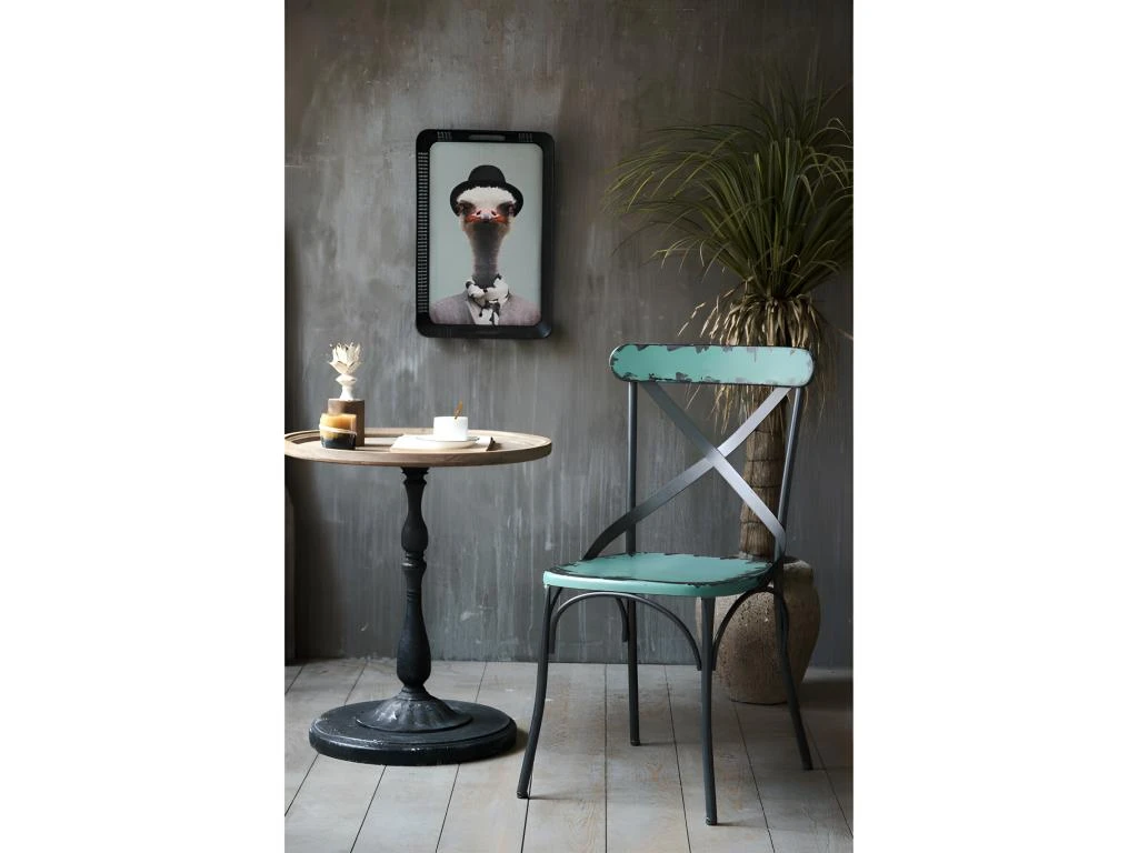 BISTRO - Set De 2 Chaises De Repas Vintage En Métal Bleu 4 BISTRO - Set De 2 Chaises De Repas Vintage En Métal Bleu – Image 4