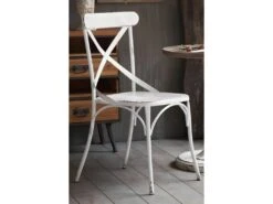 BISTRO - Set De 2 Chaises De Repas Vintage En Metal Blanc -Mobilier De Restaurant chaise 9239571