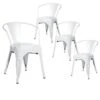 LUCY - Lot De 4 Chaises Métalliques Blanches