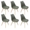 MEDALINE - Lot De 6 Chaises Scandinaves Kaki