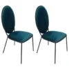 CLOVIS - Lot De 2 Chaises Effet Velours Bleues