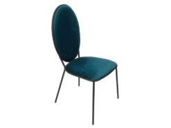 CLOVIS - Lot De 2 Chaises Effet Velours Bleues -Mobilier De Restaurant chaise 9243713
