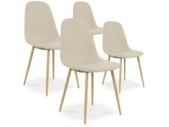 Lot De 4 Chaises Scandinaves Bali Tissu Beige