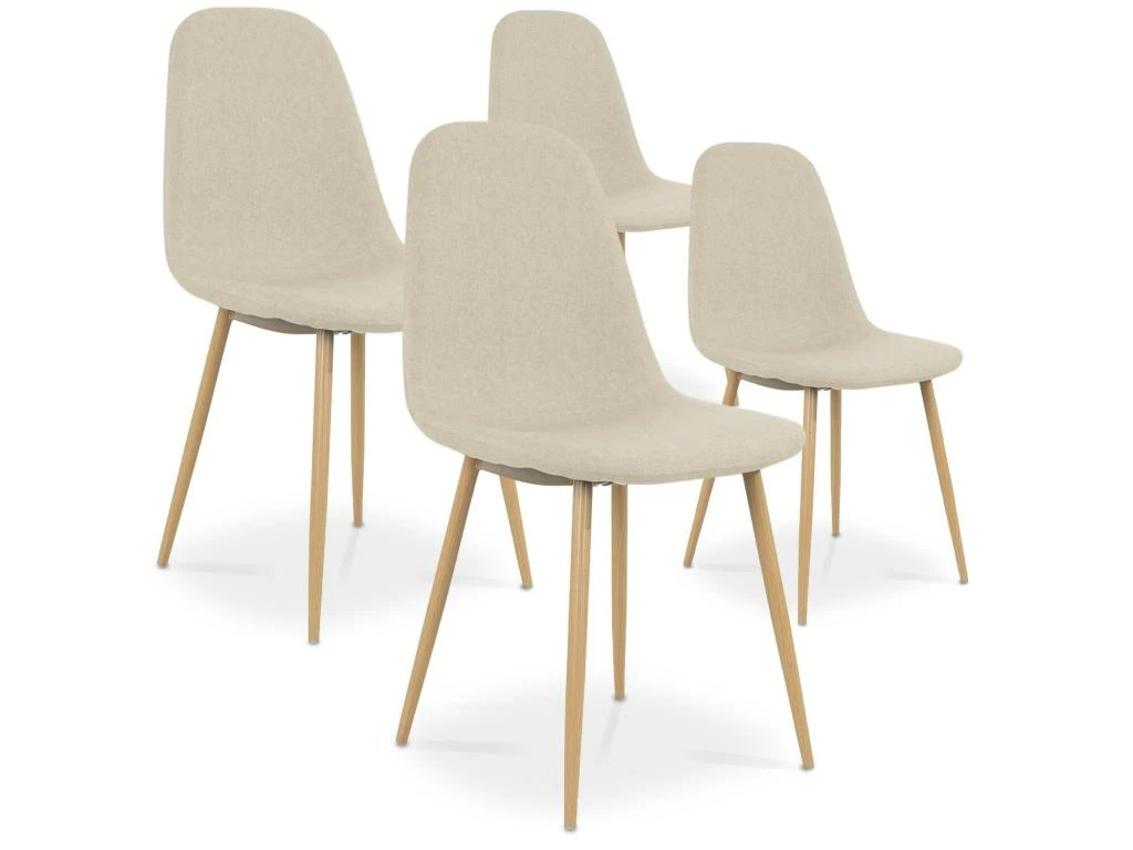 Lot De 4 Chaises Scandinaves Bali Tissu Beige 1 Lot De 4 Chaises Scandinaves Bali Tissu Beige