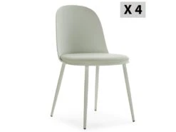 Lot De 4 Chaises Kana Vert, Pieds En Métal Et Assise Rembourrée