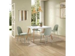 Lot De 4 Chaises Kana Vert, Pieds En Métal Et Assise Rembourrée -Mobilier De Restaurant chaise 9244549