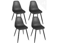 KAYELLES Lot De 4 Chaises De Cuisine Nid D’abeille OTA (Noir)