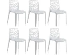 Lot 6 Chaises Ajourées Empilables Blanches - GRUYER