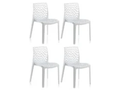Lot 4 Chaises Ajourées Empilables Blanches - GRUYER