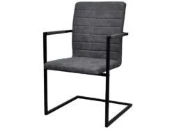 Lot De Deux Chaises De Salle à Manger 2 Pcs Cantilever Gris 1902103/2 -Mobilier De Restaurant chaise 9245895