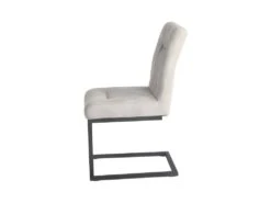 Chaise En Velours Gris Clair Et Pieds Design Métal Noir - VIVI -Mobilier De Restaurant chaise 9245971