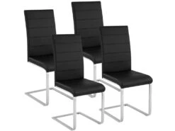 Lot De 4 Chaises Pieds Acier Siège De Salon Cuisine Salle à Manger Design Carré élégant Noir 08_0000147/2