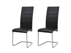 Lot De 2 Chaise De Salle à Manger Salon Entrée Porte-à-faux Noir 1902082