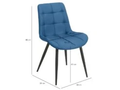 Lot De 4 Chaises En Tissu Bleu Avec Pieds En Métal Noir - JAELLE -Mobilier De Restaurant chaise 9246661