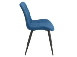 Lot De 4 Chaises En Tissu Bleu Avec Pieds En Métal Noir - JAELLE -Mobilier De Restaurant chaise 9246663