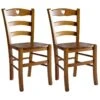 NAPLES - Lot De 2 Chaises Teinté Chêne Et Assises En Bois