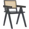Fauteuil De Table En Bois Et Cannage Noir