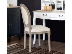 Lot De 2 Chaises Coloris Beige Lin - Longueur 49 X Profondeur 56 X Hauteur 96 Cm