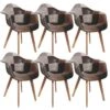 MELO - Lot De 6 Fauteuils Scandinaves Aspect Vieux Cuir