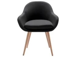 CANCUN - Chaise Scandinave Tissu Gris Anthracite Pieds Métal Effet Bois (x2) -Mobilier De Restaurant chaise 9249383