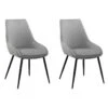 Lot De 2 Chaises En Velours Gris Et Piètement En Métal Noir - JAZZY