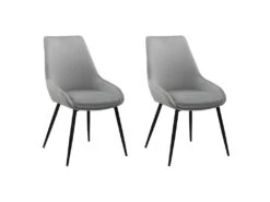 Lot De 2 Chaises En Velours Gris Et Piètement En Métal Noir - JAZZY