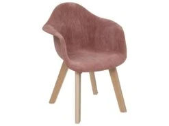Chaise à Accoudoirs Pour Enfant En Velours Rose Côtelé H 56 Cm